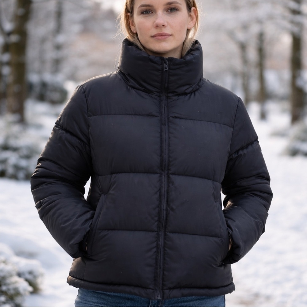 HUDSON Lightweight Stand Collar Puffer Jacket Black Size Medium